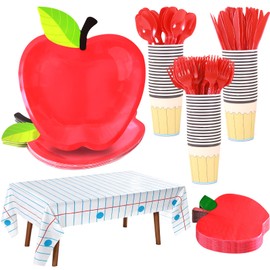 Back to School Party Supplies 145Pcs for 24 - Plates Cups Napkins Set