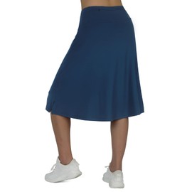 beroy - Falda de falda de longitud media para mujer, con 3 bolsillos, falda modesta de 24 pulgadas, hasta la rodilla, marino, Large