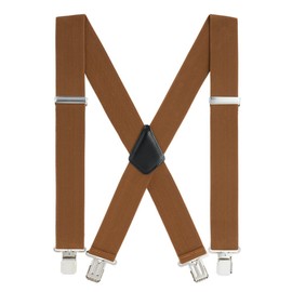Grade Code Suspenders for Men, with Heavy Duty Clip Wide X-Back for Work, Brown, 48"