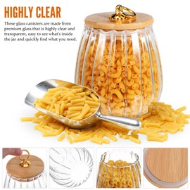 Healeved 4PCS GLASS FOOD STORAGE JARS: Delicate Thicken Glass Storage Containers with Lids, Decorative Jar for Candy Cookies Coffee 750ml