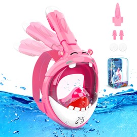 Snorkel Mask for Kids, 180° Panoramic View, Full Face Mask, Safe Breathing, Diving Mask, Anti-Fog and Leakproof, Suitable for Children, Gift