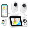 Simyke Smart Baby Monitor with 2 Cameras and Audio,App,Long Range,Night