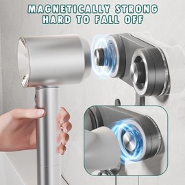 Senbos Magnetic Hair Dryer Holder – Punch-Free Suction Cup Wall Mount for Dyson & Laifen, with Cord Organizer & Non-Slip Design, Space-Saving Blow Dryer Rack for Styling Tools Accessories