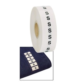SSWBasics Wrap Around Size Clothing Size Labels -Size S - Roll of 500- Stickers for Clothing - Durable and Easy to Apply Labels for Garments