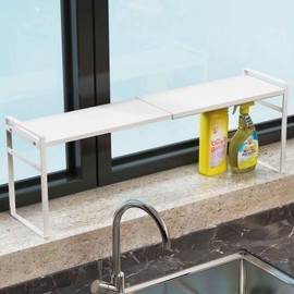 WOCHUANGSI 1pcs Small Narrow Tall Shelf for Windowsill Kitchen Organizer Window Sill Plant Shelf Stackable Shelves Bathroom Sill Thin Shelves for Narrow Spaces Counter Top Racks (White)