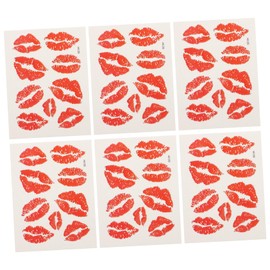 TOVINANNA 3sets Glow Temporary Waterproof Body Stickers Love Themed Decals for Boys and Girls Lips Temporary Stickers for Parties 6pcs*3