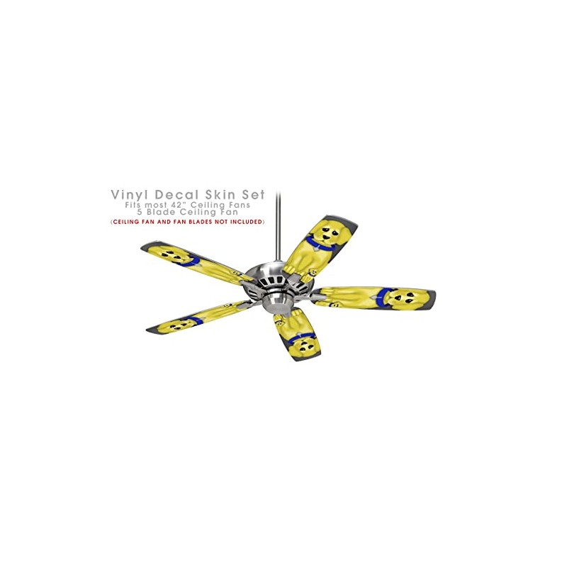 Puppy Dogs on Black - Ceiling Fan Skin Kit fits