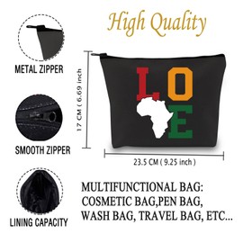 PYOUL Africa Map Cosmetic Bag Love Africa Makeup Bag Black History Month Gift African Gift Map of Africa Gift (Love Africa Bag EU)