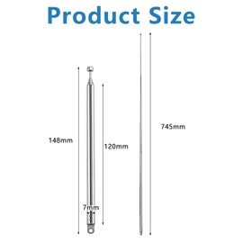 VZU 2pcs FM DAB Radio Antenna Replacement, Telescopic Antenna 7 Sections Telescopic 75cm AM FM Antenna Portable Radio Antenna Replacement, Radio Aerial for FM VHF UHF Stereo DVB-T Reception