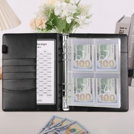SKYDUE 100 Envelopes Challenge Binder, A5 Money Saving Budget Binder with Cash Envelopes - Savings Challenges Book to Save $5,050