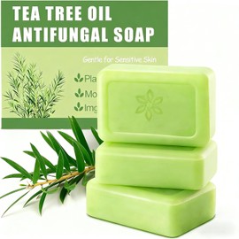 Tea Tree Soap, Bar Infused with Tea Tree Oil, Natural Organic Bath Soaps,Handmade Soap Bar for Face and Body,Soothing Hydrating Body Wash for Clear Healthy Skin （3PCS）