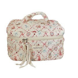 MERATIA Cotton Makeup Bag, Portable Travel Cosmetic Bag for Women Floral Toiletry Organizer Bag, Sheep-1, Casual