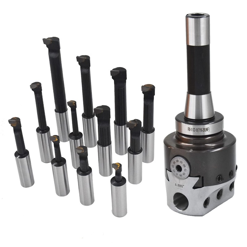 TINVHY 12-Pack Set 3 Boring Head R8 Shank 3/4 Carbide