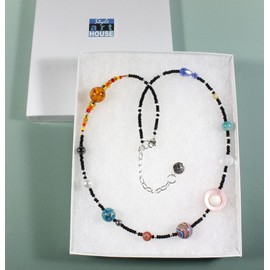 "The Nine Planets Necklace", the Solar System in Assorted Stones, 22 Inches Adjustable