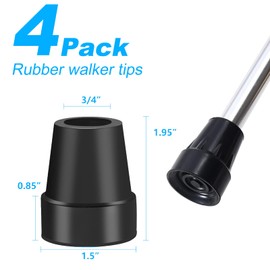 4Pcs Cane Tips 3/4 Inch Heavy Duty Rubber Cane Tips, Anti Slip Replacement Rubber Tips for Canes, Walking Sticks