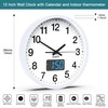 Wall Clock, 12 Inch Analog Clock with LED Digital Clock/LCD
