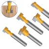 Gasea 5pcs 1/4" Shank Handle T-Slot Cutter Router Bit T-Track