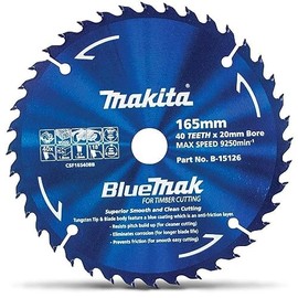 Makita B-15126 Bluemak Tungsten Carbide Tipped Saw Blade, 40T, 165 mm Diameter