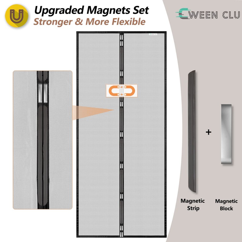 CWEEN CLU Magnetic Fly Screen Door, 85 x 200 cm,