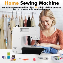 Sewing and Quilting Machine Built in Sewinglight, 38 Stitch Patterns Sewing Machine 2 Thread Lockstitch Adjustable Stitch Length 4 Step Button Hole Sewing Machine for Beginners and Adults