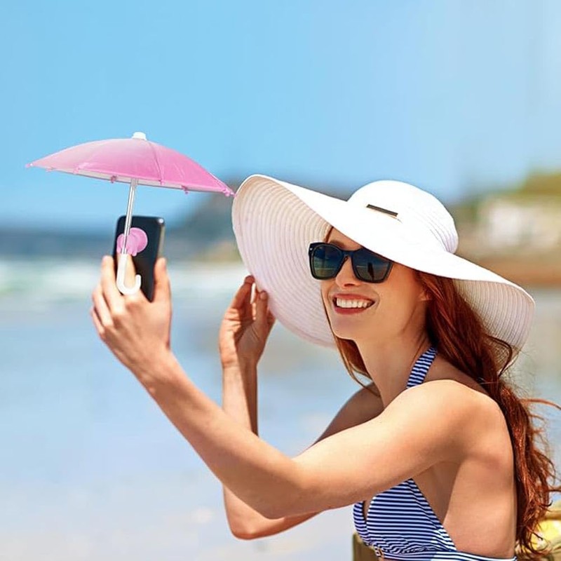 NT-ling 2pcs Cell Phone Umbrella,Outdoor Multi-Function Cute Phone Sunshade Umbrellas