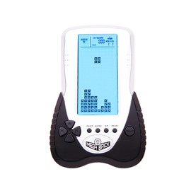 HLF - Consola de juegos de ladrillo de bloque retro, visualización grande, brillo de retroiluminación azul, se puede ajustar en 23 juegos compatibles con batería de litio/pilas AAA se pueden conectar auriculares (negro)