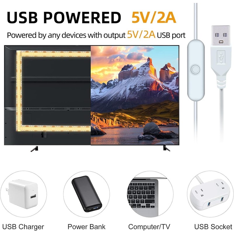 COB LED Strip Light 5V USB 8 mm, 1 m