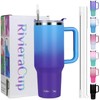 RivieraCup 40 oz Tumbler with Handle and Straw Lid,Insulated Cup