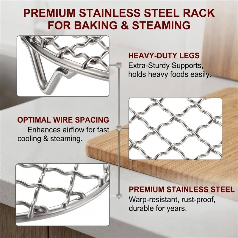 2PCS Small Cooling Rack 4.7Inch Round Stainless Steel Wire Rack,