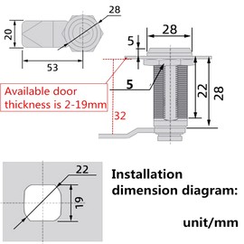 Tubular Cam Lock Triangle Key Cabinet Lock 1-1/8” Cam Lock Electric Box Lock Cabinet Lock Drawer Lock Secures Important Documents and Drawers