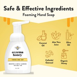 ECZEMA HONEY Gentle Foaming Hand Soap - Gentle Cleanser for Dry Hands - Non-Toxic Unscented Hand Soap - Natural Hand Cleaner for Bathroom & Kitchen - Organic Honey Handwash (8.4 Oz)