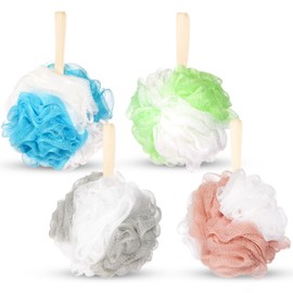 BRUBAKER Set of 4 Bath Sponge Shower Sponge Exfoliating Sponge 50 g for Body Scrub or Massage Wellness Sponges with Gift Box