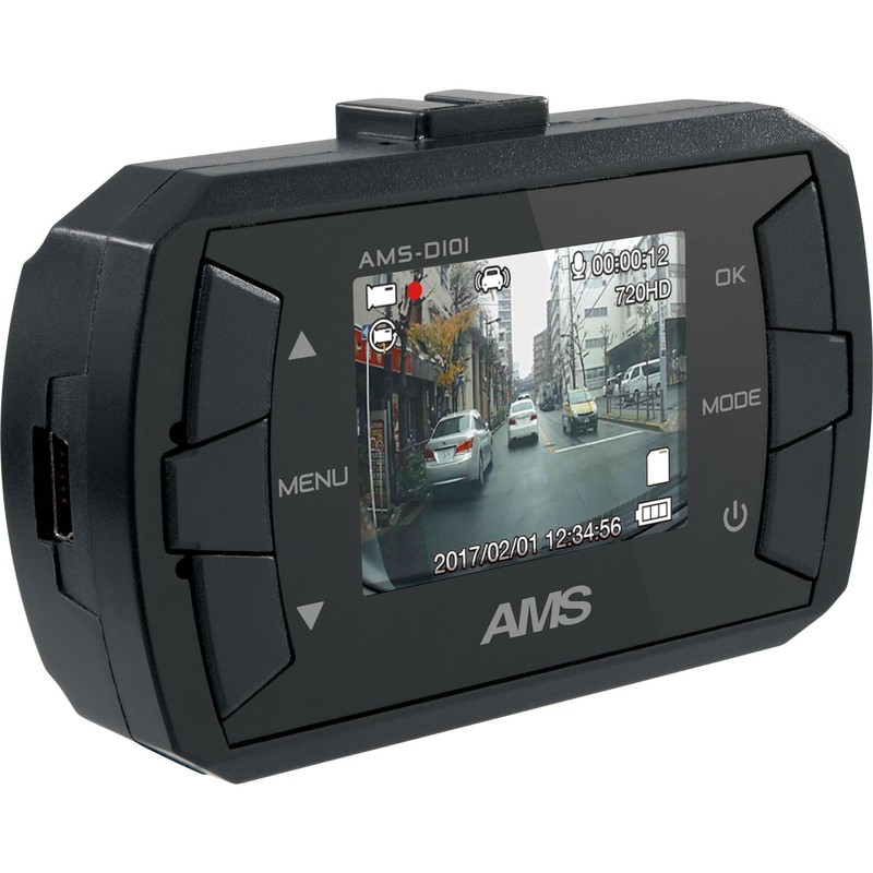 AMS AMS-D101 Dash Camera, 1.5 Inches, 1 Million Pixels, Continuous