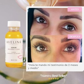 AVELINA COSMETICS Kit Serum Alargador de Pestaas y Cejas 100 natural 60 ml. Incluye Tnico de Rosas con Aloe Vera 120 ml.                              