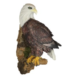 Large Mountain Grand Bald Eagle Perching On Tree Branch Wall Decor Plaque 17.5"H