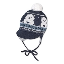 Sterntaler Baby Boys' Bobble Hat Bear, navy