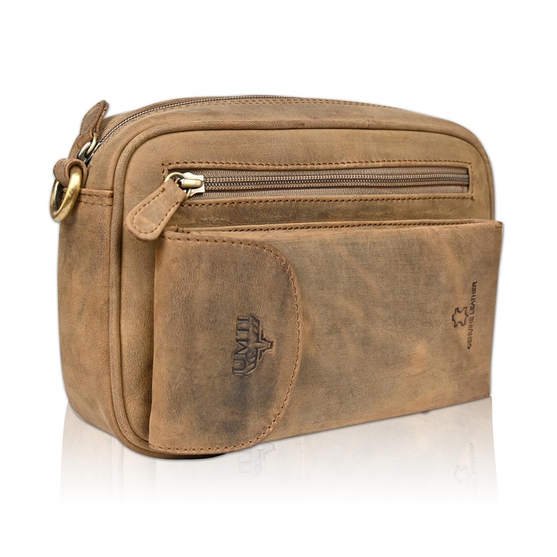 Leather Wrist Bag for Unisex Made of Cowhide Leather 21-