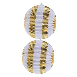 Operitacx Folding Paper Lanterns Gold Stripes for Party Decorations Wedding Birthday and Shopping Malls