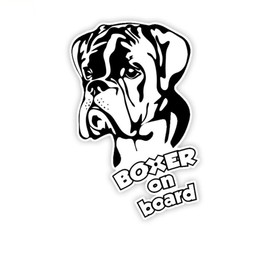 Boxer On Board Reflective Sticker, Waterproof Dog Sticker for Car, Laptop, Fridge, Bumper, Window and Home Decoration (18 cm/7.1 Inches)