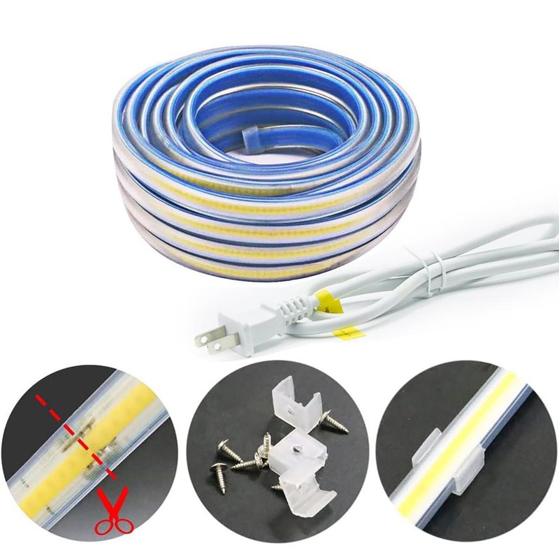 pcningled AC 110V 120V COB LED Strip Lights with US
