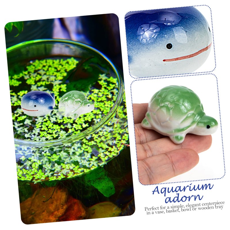 Kisangel 3pcs Ceramic Floating Fish Tank Ornament Hand-Painted Aquarium Decor