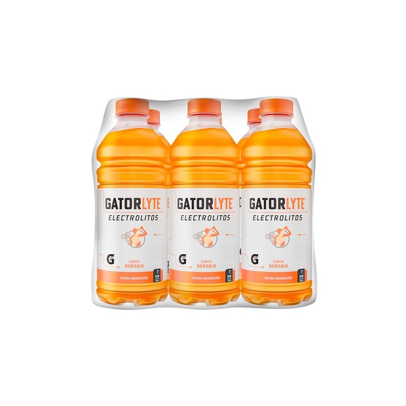 Gatorlyte Bebida Hidratante con Electrolitos sabor Naranja 6 Pack x