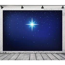 CORFOTO 5x4ft Fabric Nativity Scene Star Backdrop Christmas Birth of Jesus Background Star of Bethlehem Background Starry Sky Night Decoration Religious Church Christmas Photo Studio Props