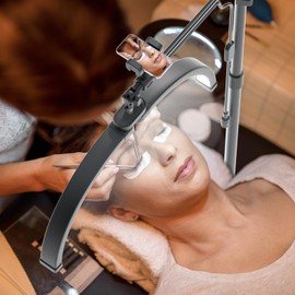 Lash Light for Eyelash Tech, 2 in 1 Foldable Half Moon Light, Esthetician Light with Phone Holder & Desk Clip for Eyelash Extension, Skincare, Nail Tech, Beauty Salon, 3 Light Modes, Black