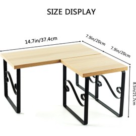 Fox Claw Wood Desktop Bookshelf, 2-Tier Adjustable Wooden Display Shelf, Multipurpose Bookshelf Storage Organizer, Wood Desktop Storage Organizer for Dorm Office Home, Burlywood