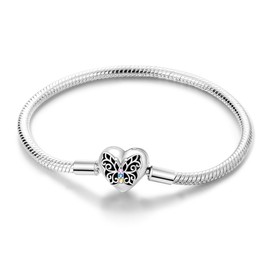 Hapour 925 Sterling Silver Charms Bracelet for Women Butterfly Friend Heart Moon and Star Snake Chain Charm Bracelet with 5A Cubic Zirconia