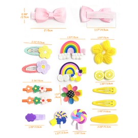 Set of 30 Pcs Baby Hair Clips, 16 Pcs Small Bows/14 Pcs Yellow Rainbow Hair Clips, Colorful Mini Hair Clips, Small Bow Clips for Babies and Toddlers