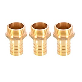 3PCS Brass Barbed Hose Fitting Coupler Connector 19mm to 3/4” Male BSP Thread Pipe Nipple Fitting Pipe Adapter