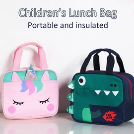 JUPSK Dinosaur Lunch Bag for Boys, Insulated Lunch Bag for Kids Portable Leak-Proof Thermal Cooler Bag Children Lunch Box Tote Bag with Carry Handle for School Camping Picnic Travel