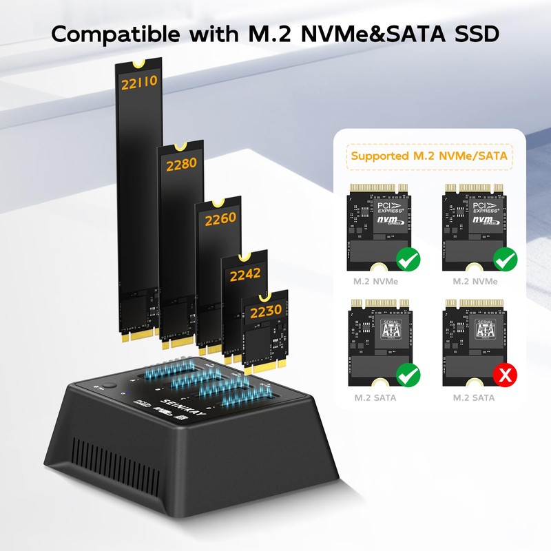 SEINIKAY M.2 Dock with Fan for NVME SATA SSD, Tool-Free